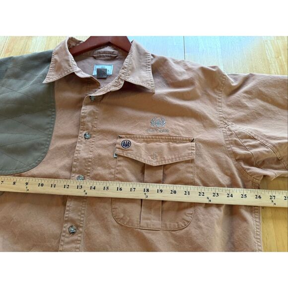 Beretta x Flint Oak Shooting Shirt – XL-Tan/Khaki with Olive Green Patches - Picture 9 of 11